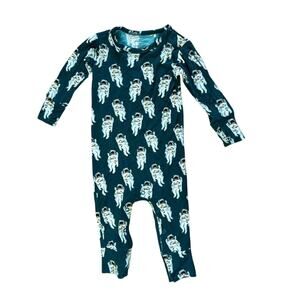 Posh‎ Peanut Bamboo Green Houston Astronaut Space AOP Romper 12-18 months